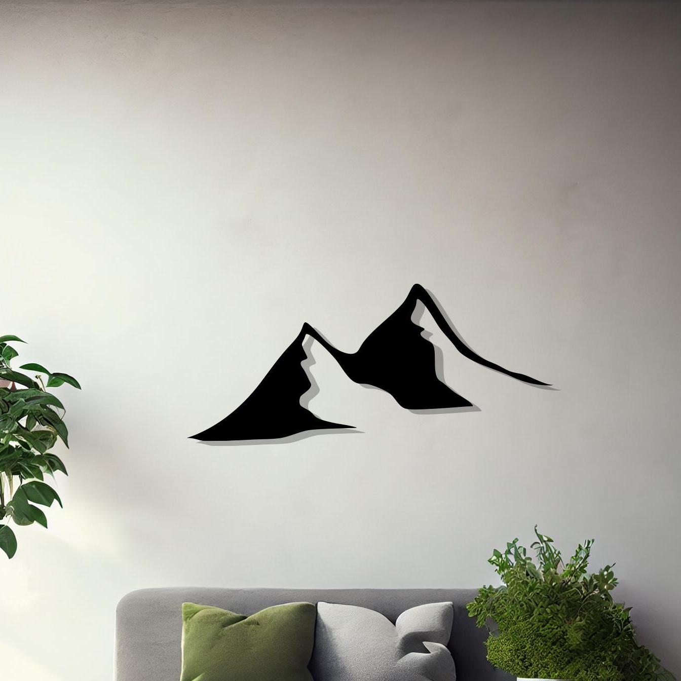 Minimalist Black Metal Mountain Wall Art, Rustic Modern Decor | Wallsignature
