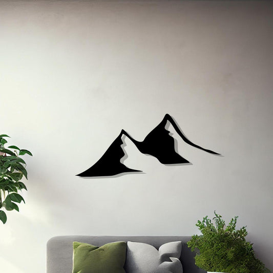 Minimalist Black Metal Mountain Wall Art, Rustic Modern Decor | Wallsignature