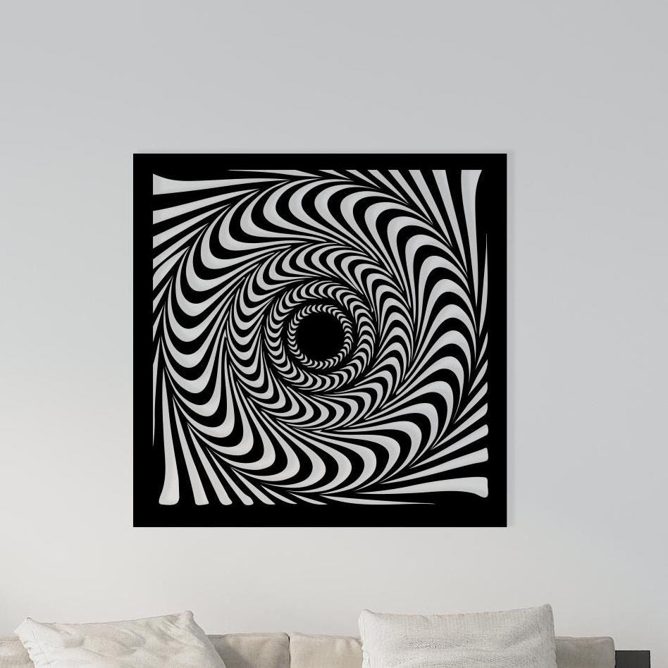 Hypnotic Spiral Metal Wall Art – laser-cut steel wall decor