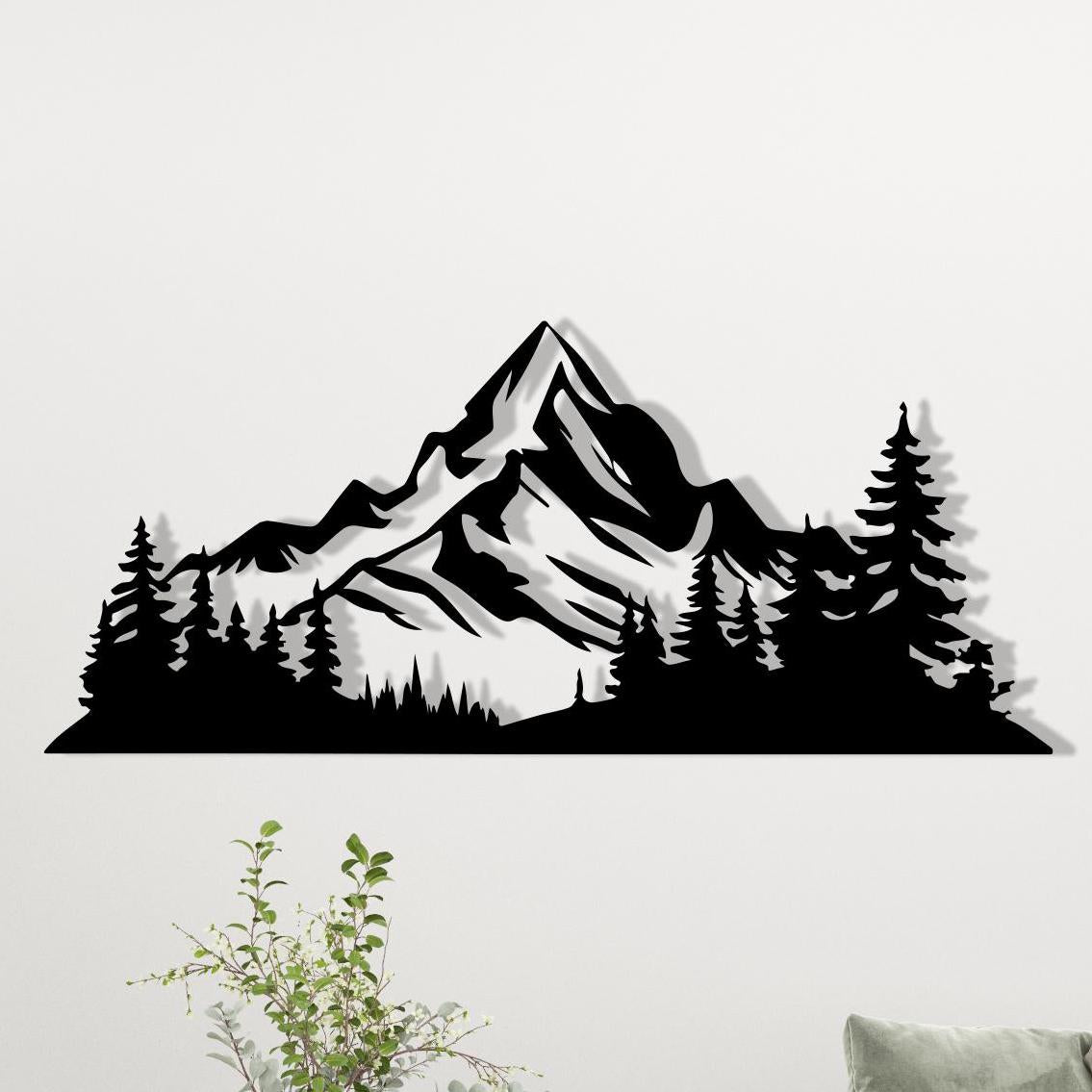 Black Mountain Metal Wall Art, Rustic Cabin Decor | Wallsignature