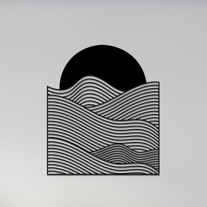 Ocean Wave Metal Wall Art shown on a living room wall
