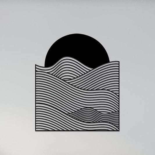 Ocean Wave Metal Wall Art shown on a living room wall