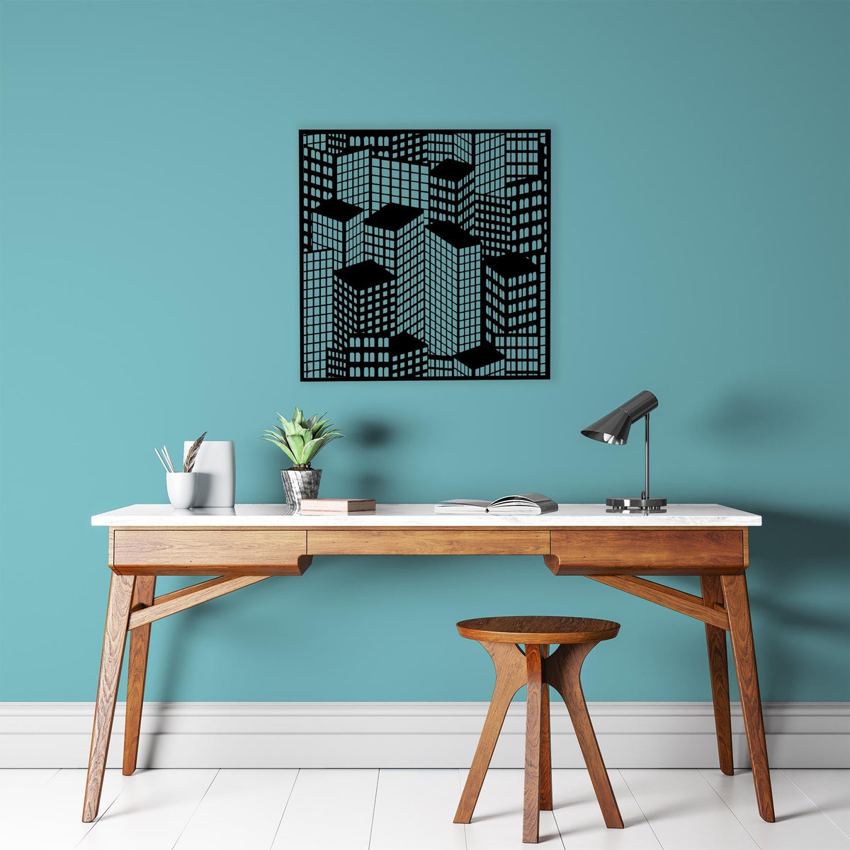 Black Metal Mountain Lake Wall Art colour options for the metal panel