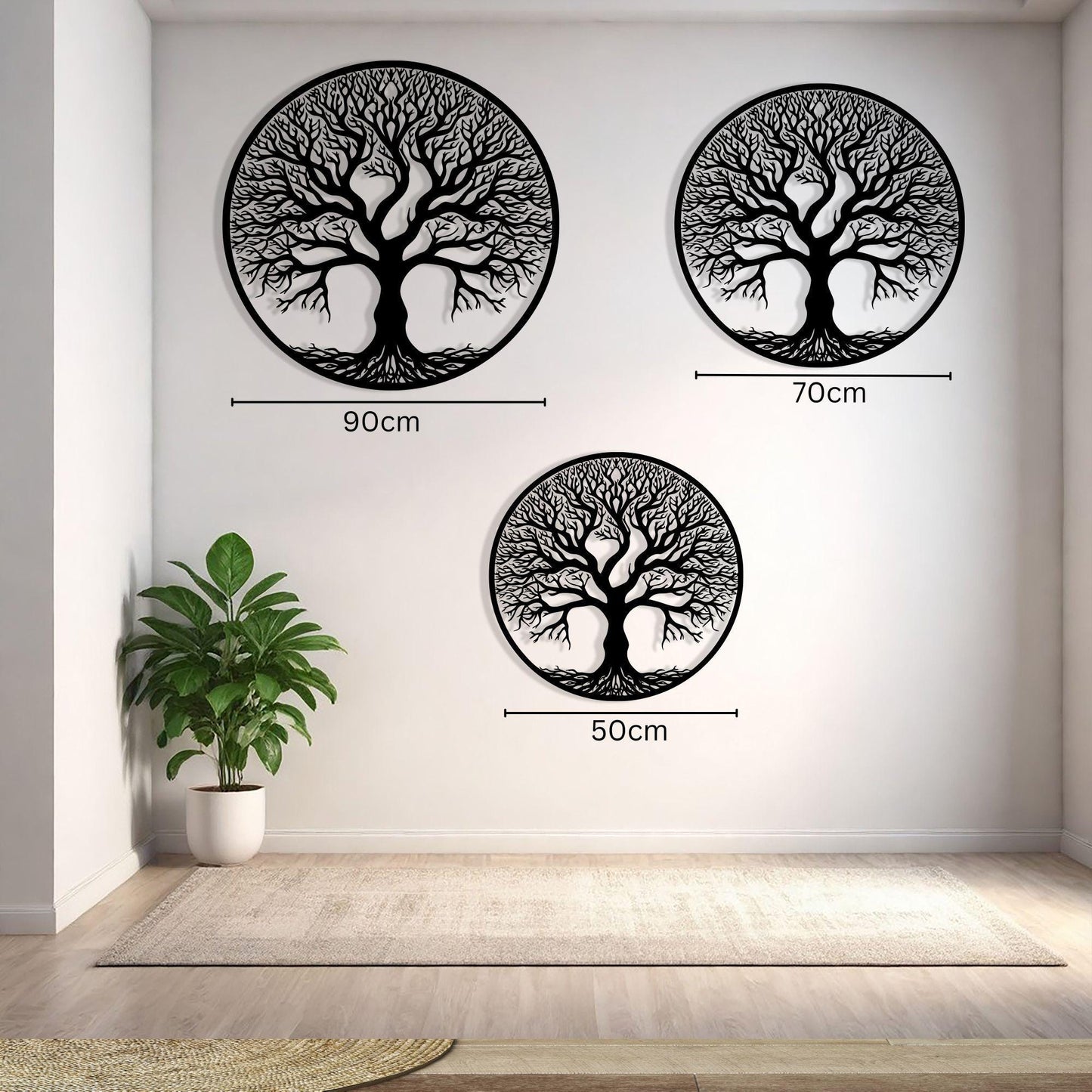 Large Tree of Life Metal Wall Art detail of the metal edge
