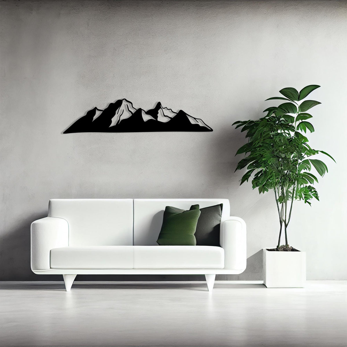 Black Metal Mountain Wall Art detail of the metal edge