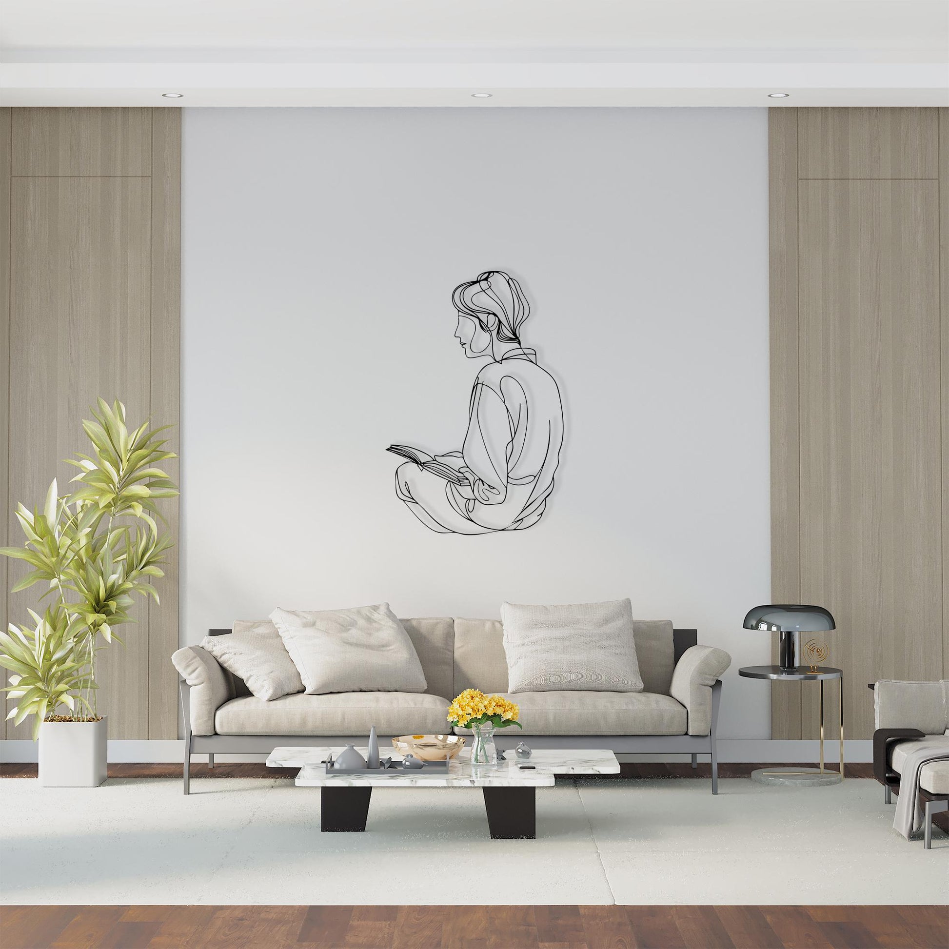 Dog & Owner Metal Wall Art – Minimalist One-Line Pet Decor | Wallsignature