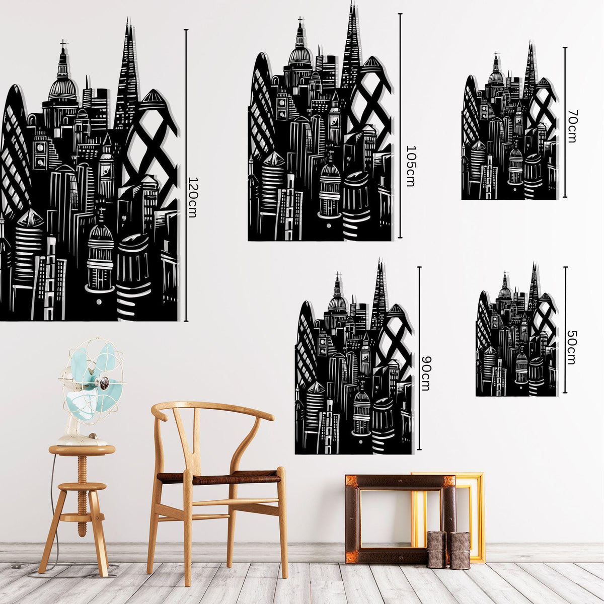 London Skyline Metal Wall Art close-up of the powder-coated finish