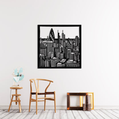 London Cityscape Metal Wall Art hanging hardware and mounting detail