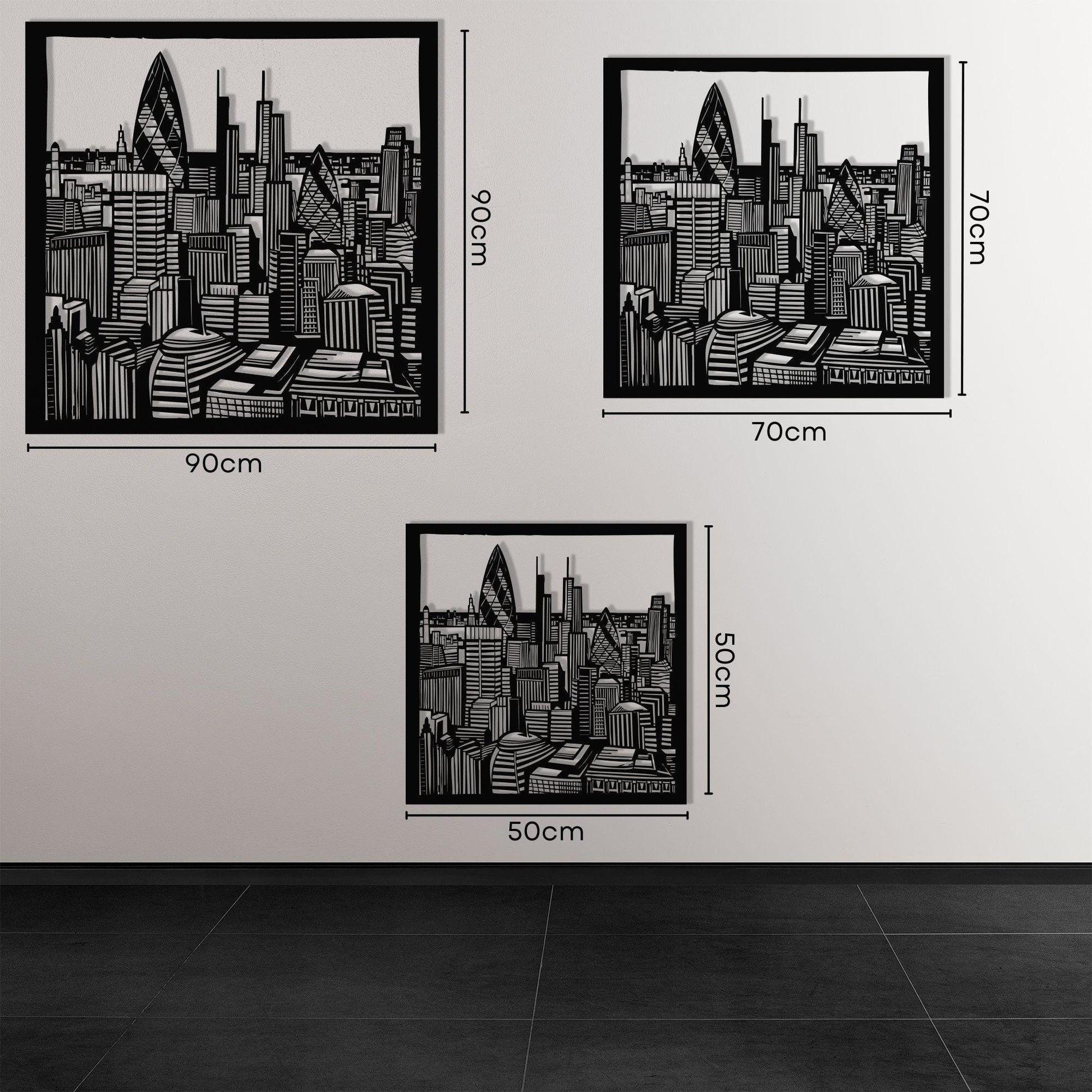 London Cityscape Metal Wall Art close-up of the powder-coated finish