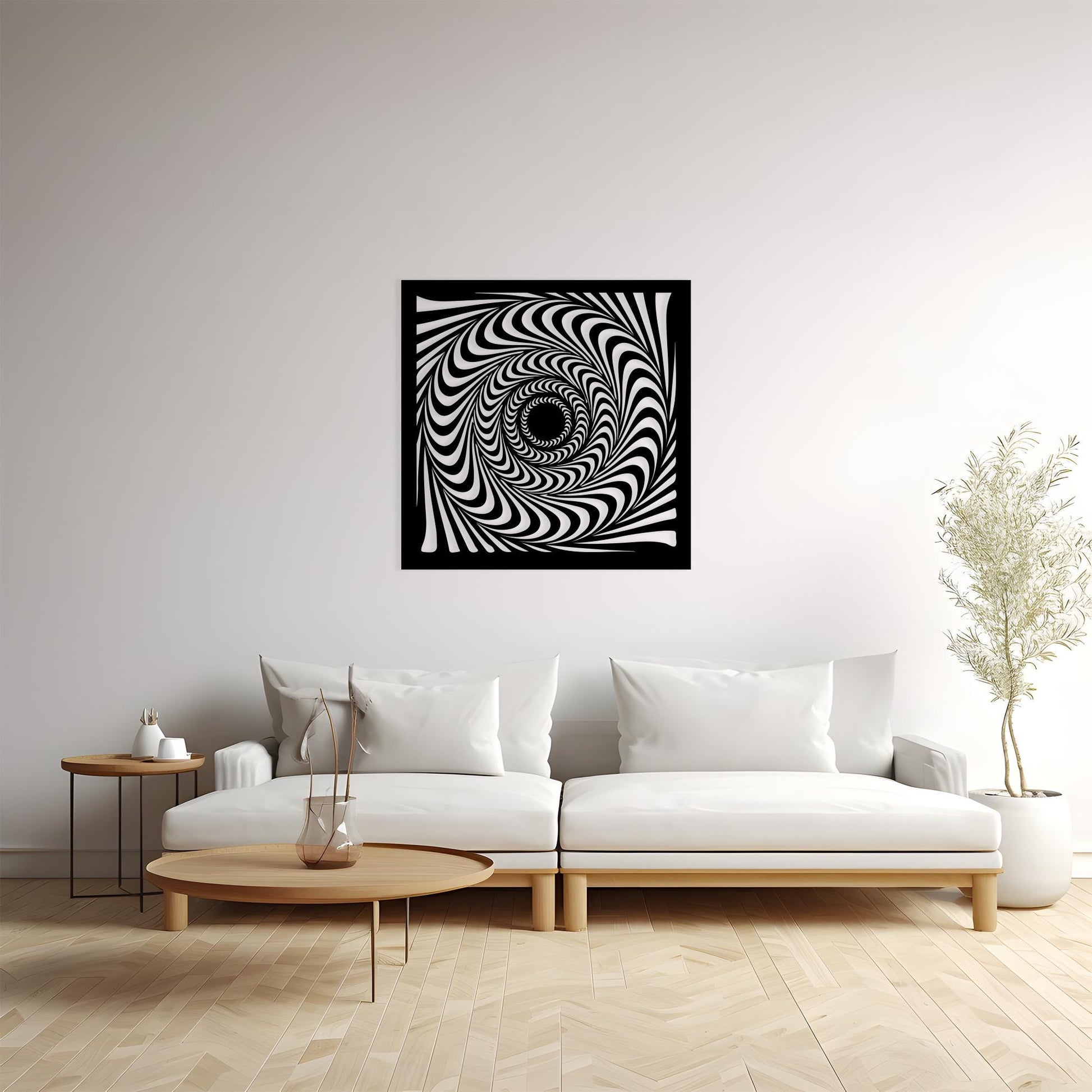 Hypnotic Spiral Metal Wall Art close-up of the powder-coated finish
