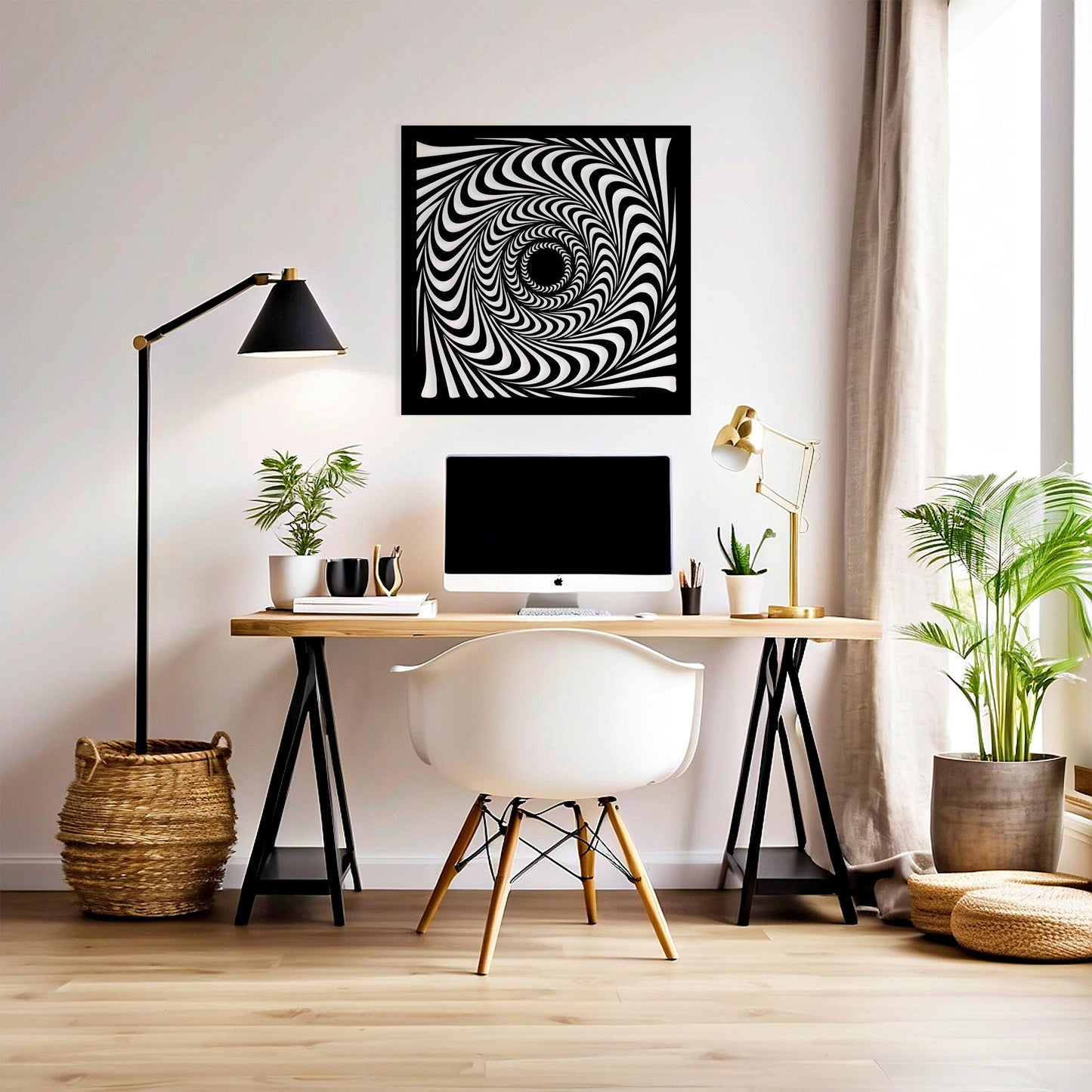 Hypnotic Spiral Metal Wall Art, Modern Minimalist Decor