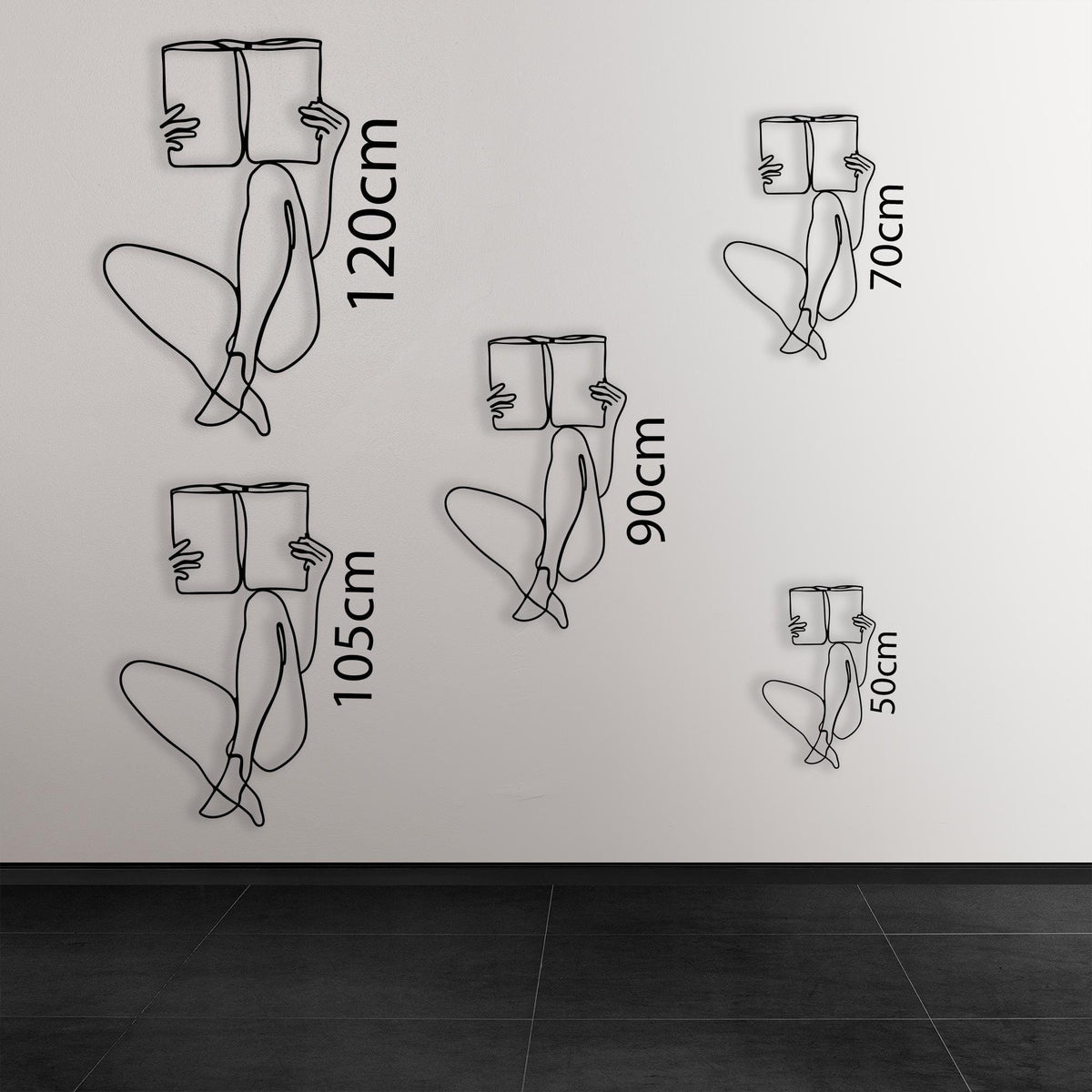 One Line Woman Metal Wall Art in a modern hallway