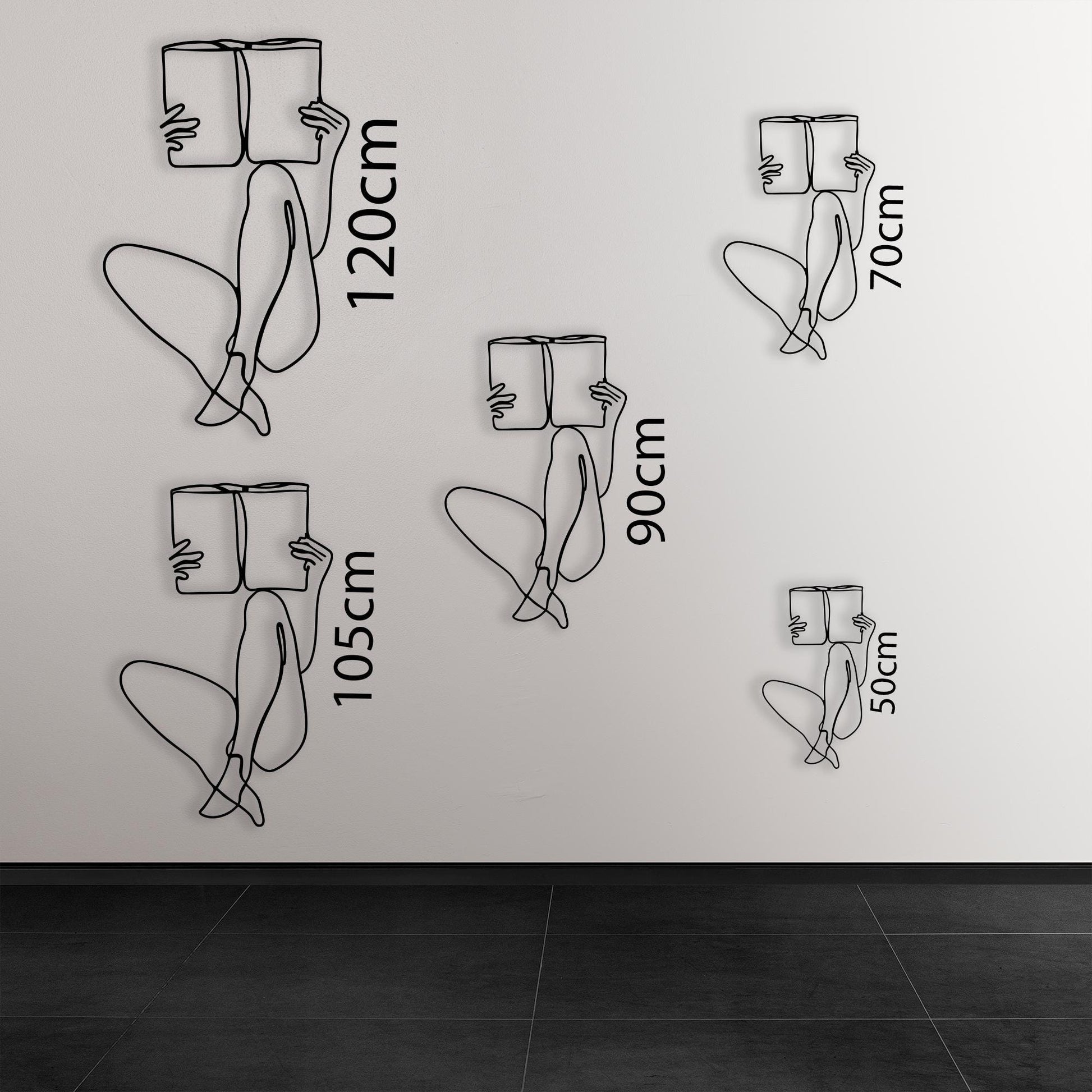 One Line Woman Metal Wall Art in a modern hallway