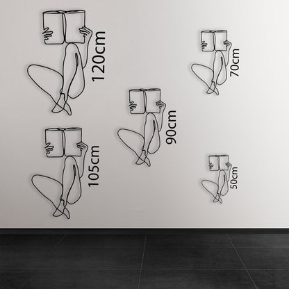 One Line Woman Metal Wall Art in a modern hallway