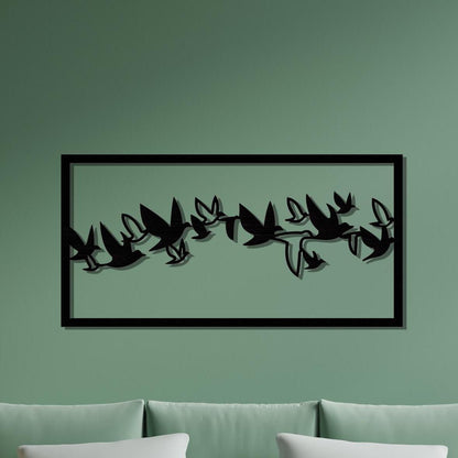 Metal Bird Wall Decor shown on a living room wall