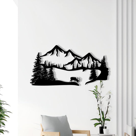 Metal Mountain Wall Art – laser-cut steel wall decor