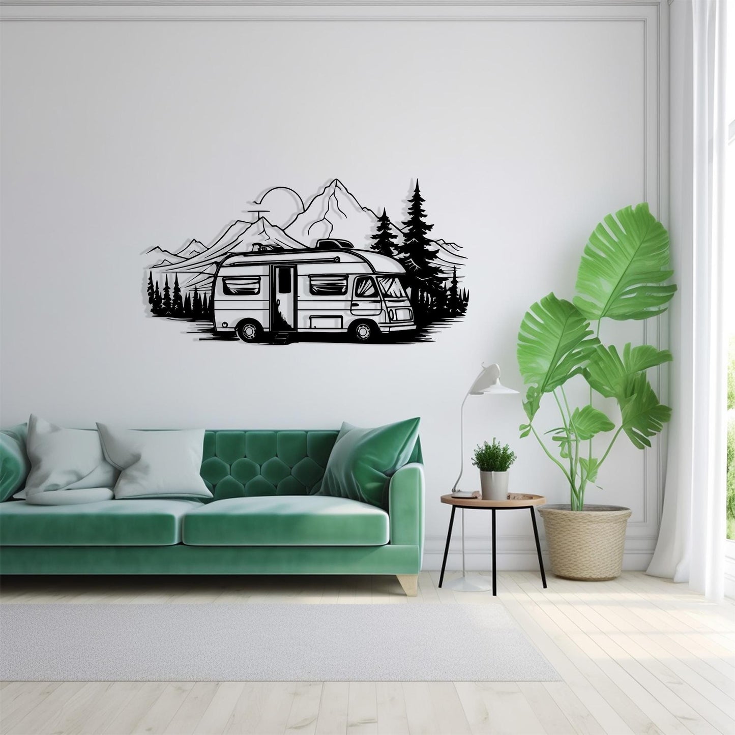 Camper Van Metal Wall Art detail of the metal edge