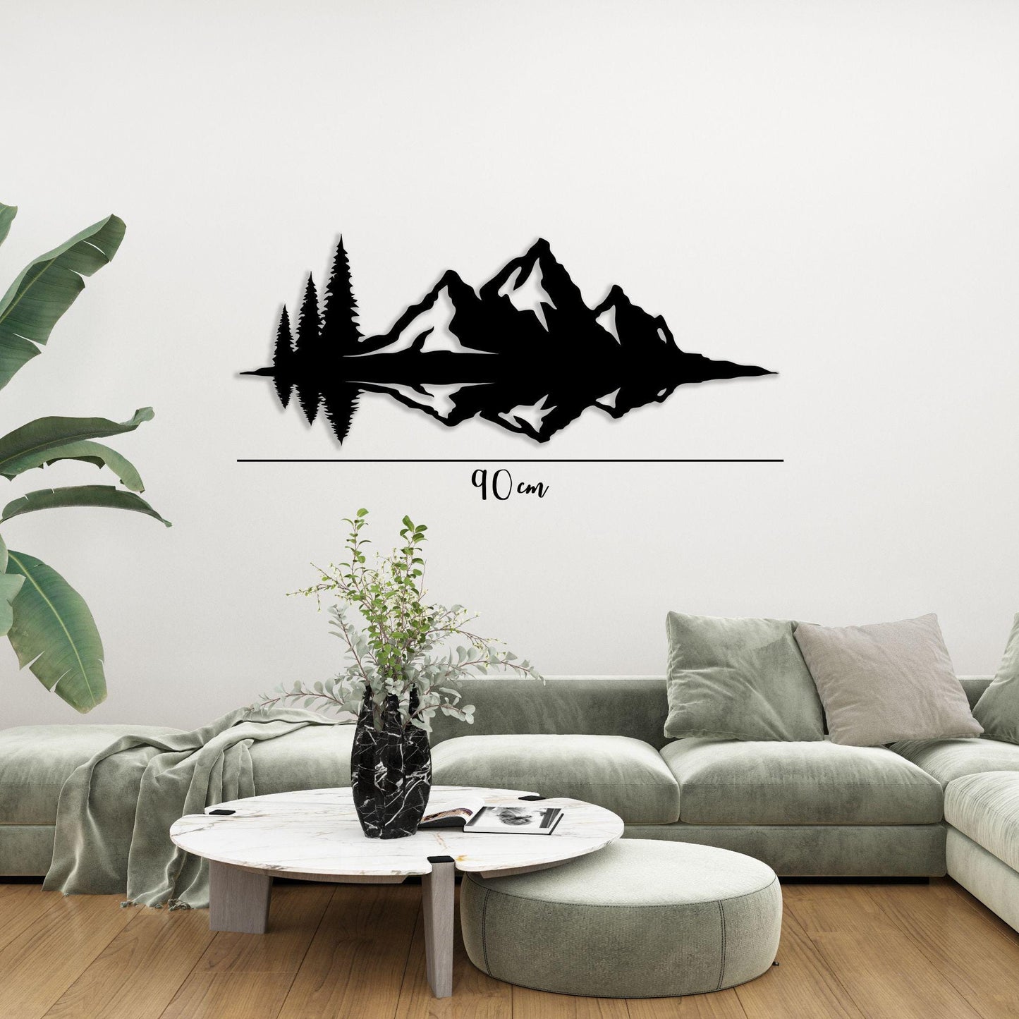 Mountain Lake Black Metal Wall Art, Nature Reflection Home Decor, Unique Birthday Gift | Wallsignature
