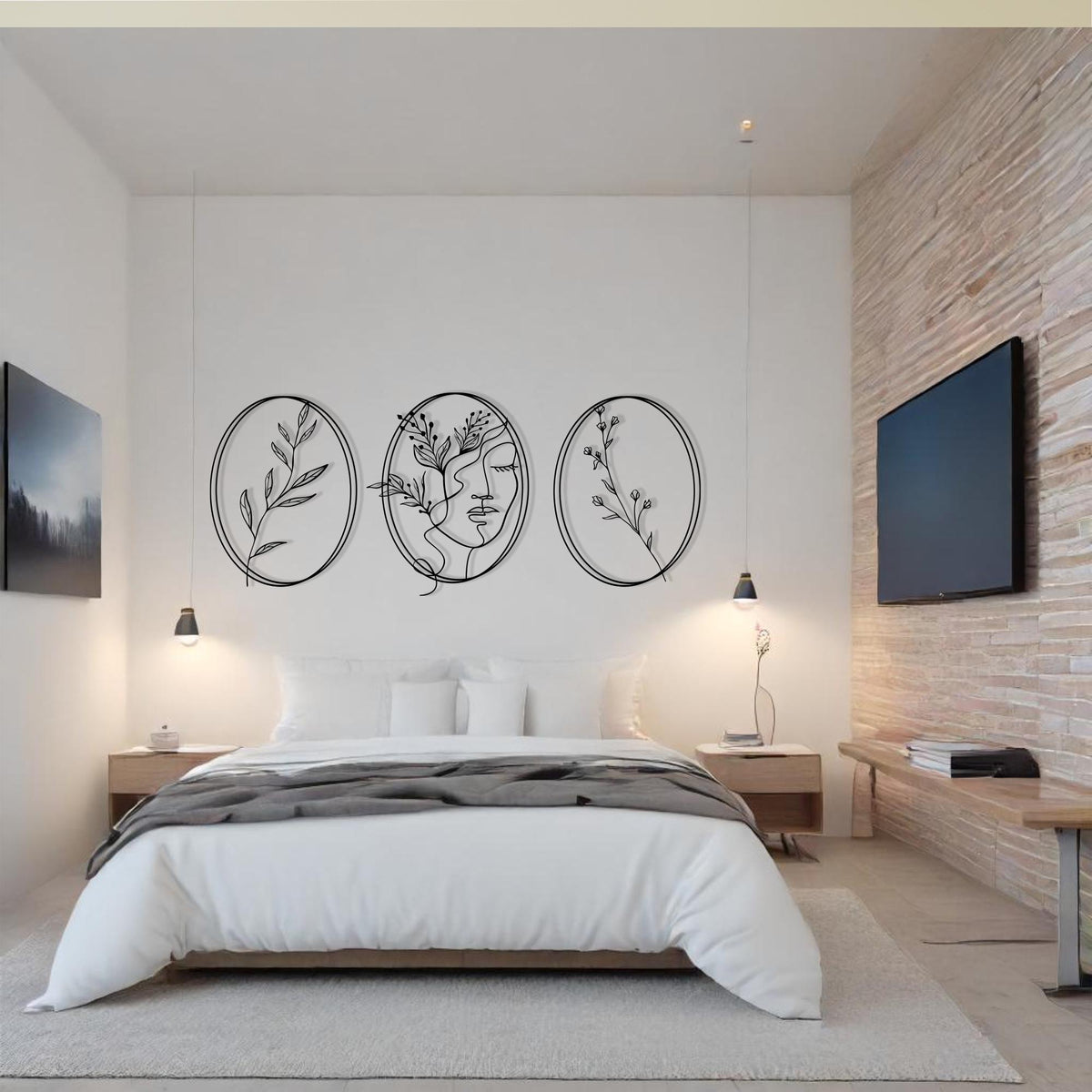 Minimalist Metal Wall Art Set colour options for the metal panel