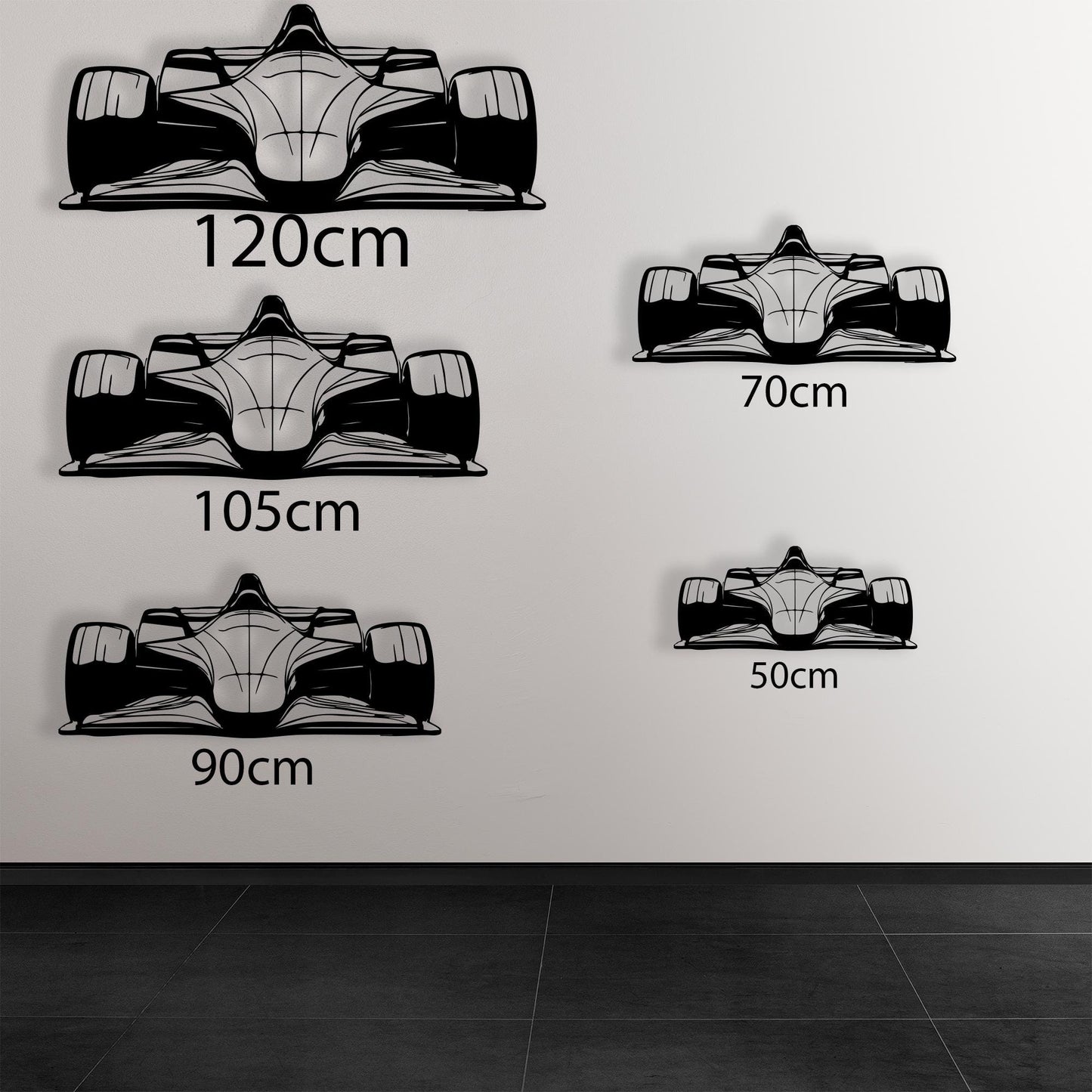 Metal Formula One Car Wall Art in a modern hallway