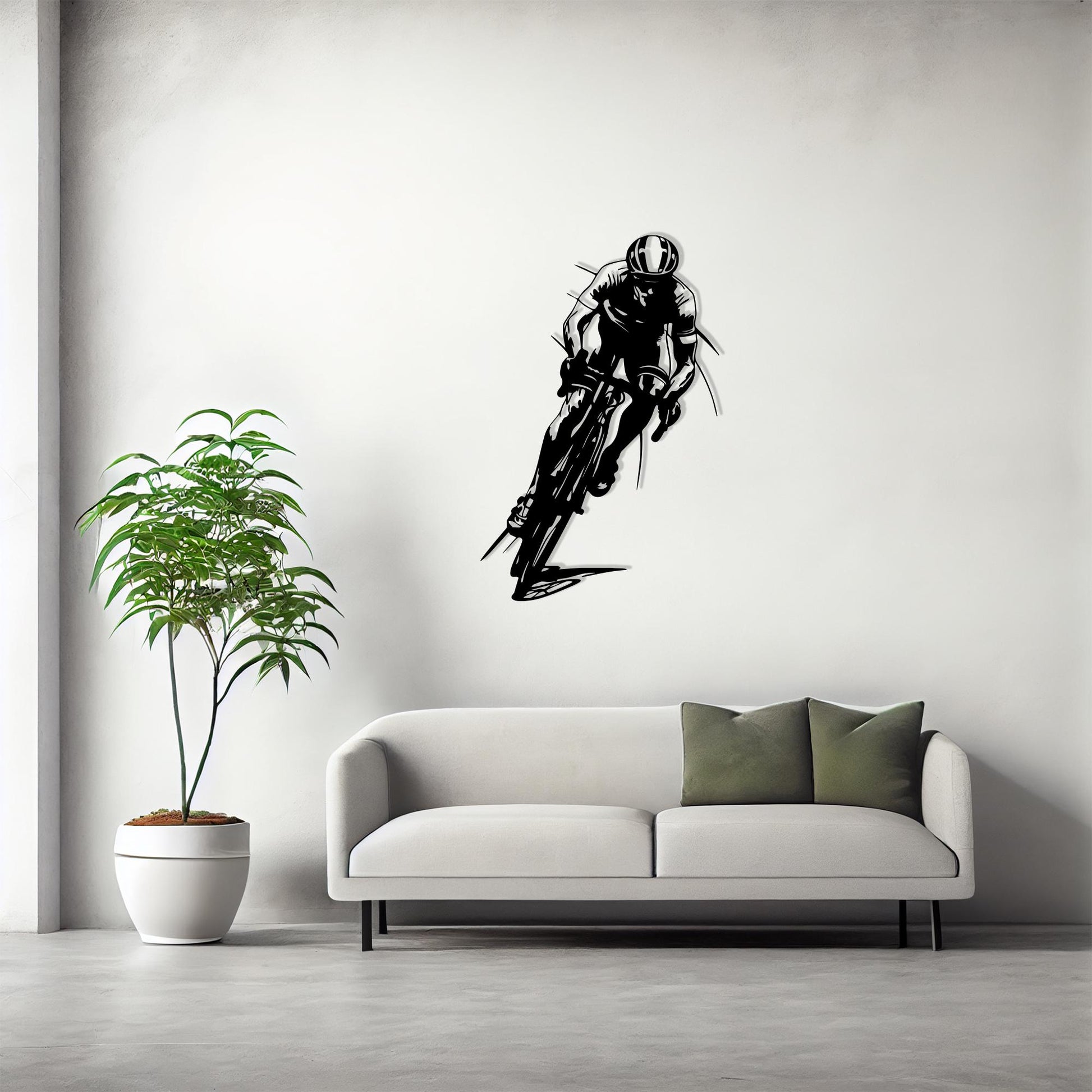 Cyclist Metal Wall Art, Bicycle Rider Silhouette, Sport Room Decor, Biking Gift For Him | Wallsignature