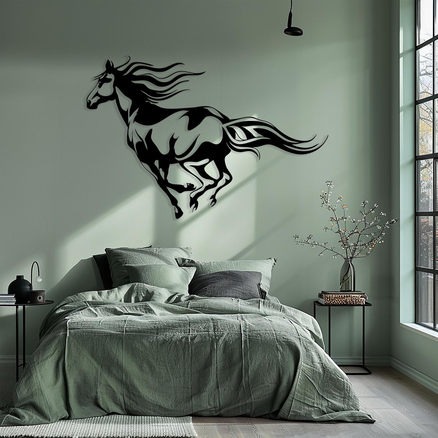 Metal Horse Wall Decor, Galloping Stallion Silhouette Art, Minimalist Animal Hanging, Farmhouse Gift