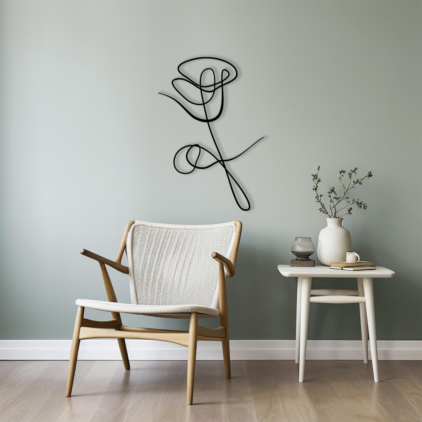 Minimalist Rose Metal Wall Art, Modern Boho Home Decor | Wallsignature