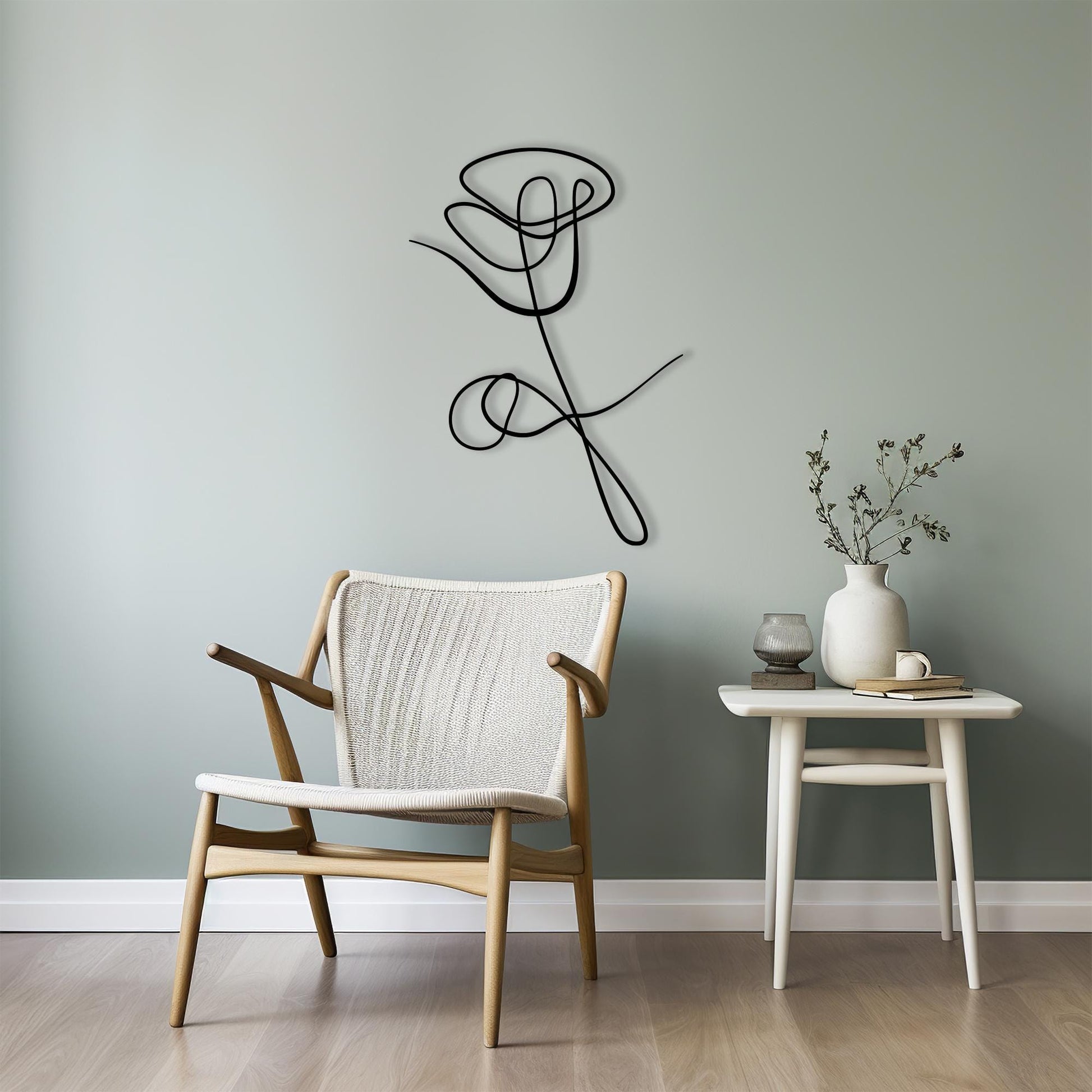 Minimalist Rose Metal Wall Art, Modern Boho Home Decor | Wallsignature