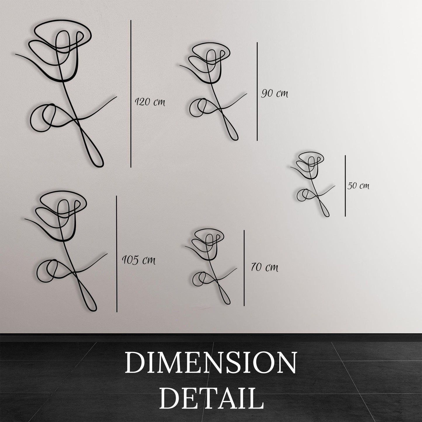 Minimalist Rose Metal Wall Art, Modern Boho Home Decor | Wallsignature