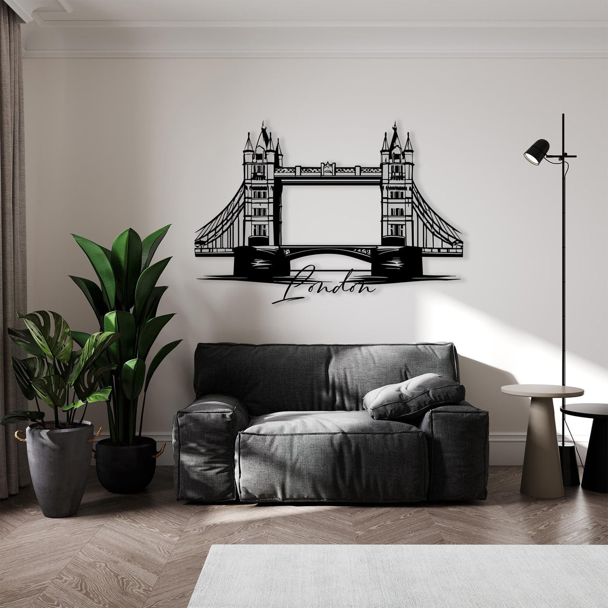 Tower Bridge Metal Wall Art hanging hardware and mounting detail