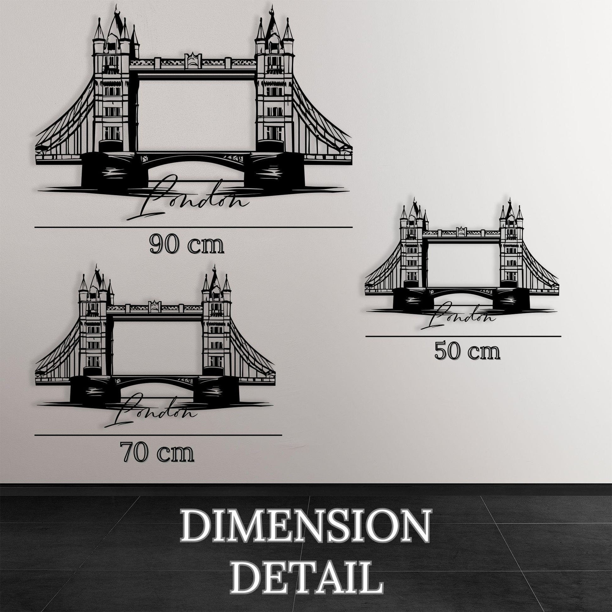 Tower Bridge Metal Wall Art close-up of the powder-coated finish