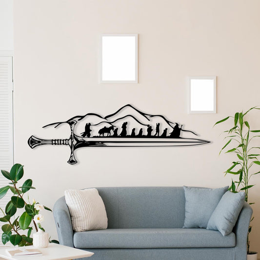 Epic Sword Metal Wall Art, Fantasy Adventurer Silhouette, Gamer Room Decor, Unique Birthday Gift | Wallsignature
