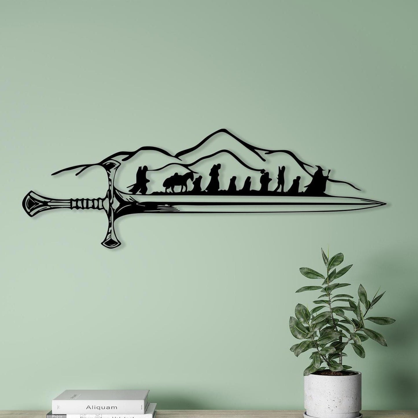 Epic Sword Metal Wall Art, Fantasy Adventurer Silhouette, Gamer Room Decor, Unique Birthday Gift | Wallsignature