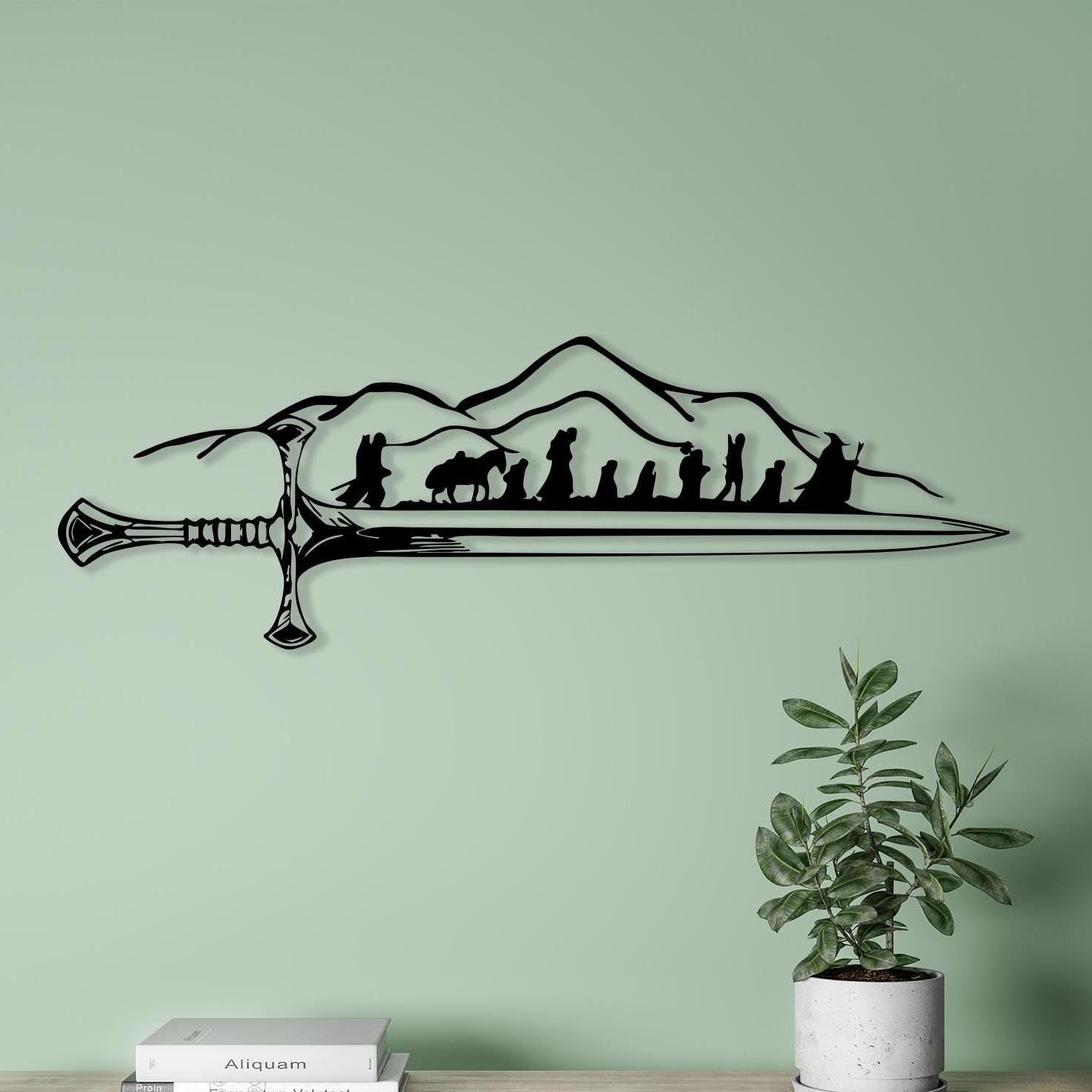 Epic Sword Metal Wall Art, Fantasy Adventurer Silhouette, Gamer Room Decor, Unique Birthday Gift | Wallsignature