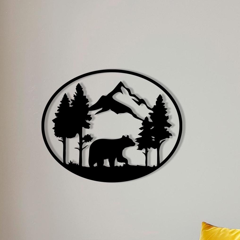 Bear Metal Wall Art, Rustic Cabin Decor, Wildlife Silhouette | Wallsignature