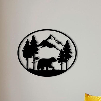 Bear Metal Wall Art – laser-cut steel wall decor