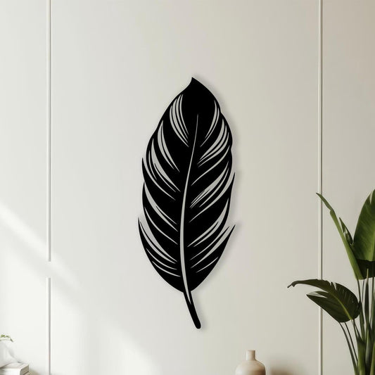 Large Metal Feather Wall Art, Boho Home Decor, Minimalist Quill Sign, Industrial Farmhouse Piece | Wallsignature