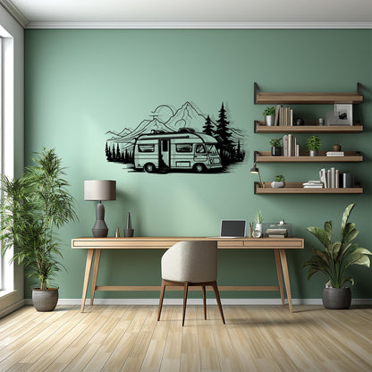 Camper Van Metal Wall Art close-up of the powder-coated finish