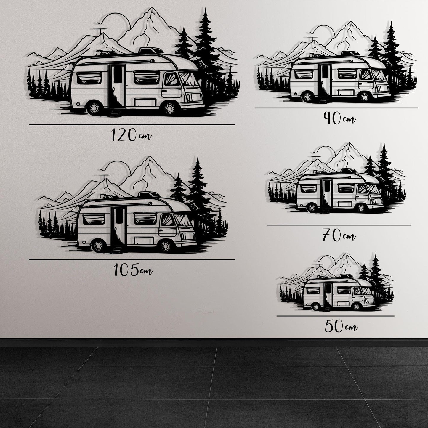 Camper Van Metal Wall Art colour options for the metal panel
