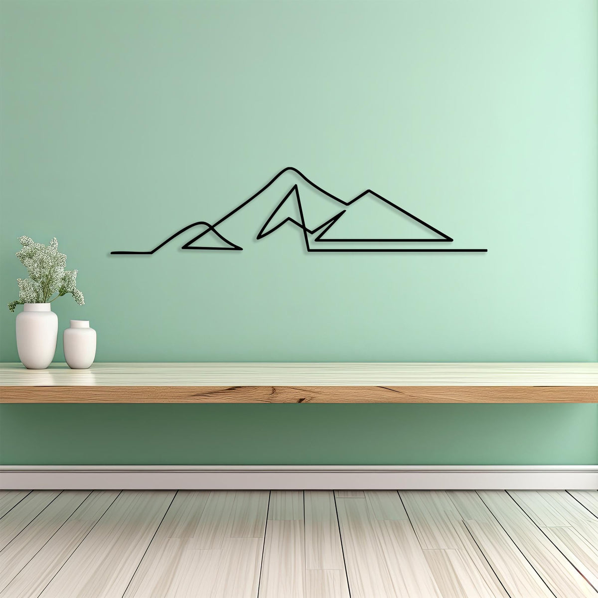 Minimalist Mountain Metal Wall Art detail of the metal edge