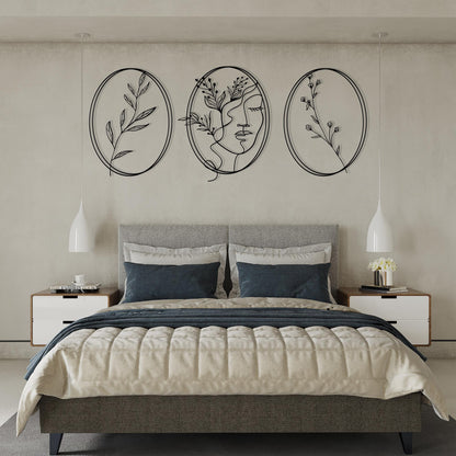 Minimalist Metal Wall Art Set in a modern hallway