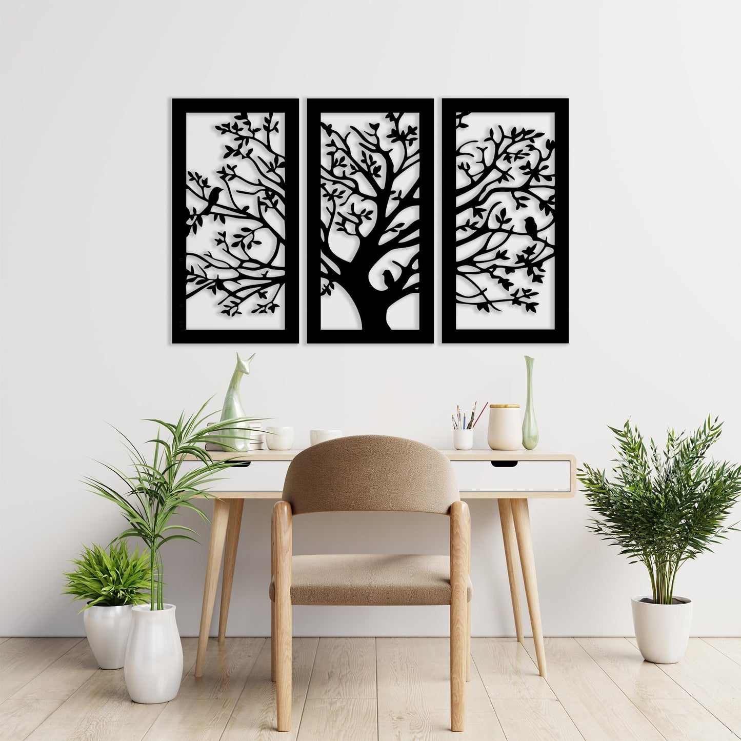 Tree of Life Metal Wall Art 3 Panel Set, Modern Gift for Living Room | Wallsignature