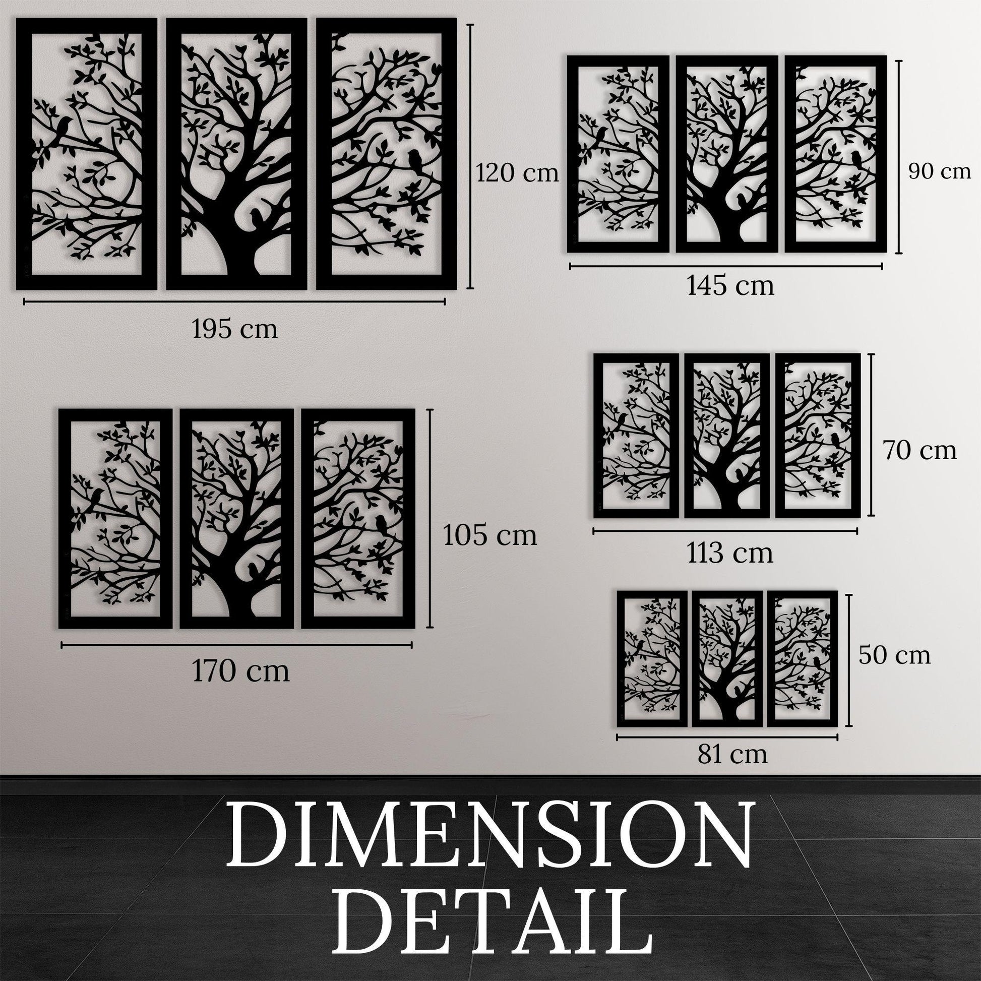 Tree of Life Metal Wall Art 3 Panel Set, Modern Gift for Living Room | Wallsignature