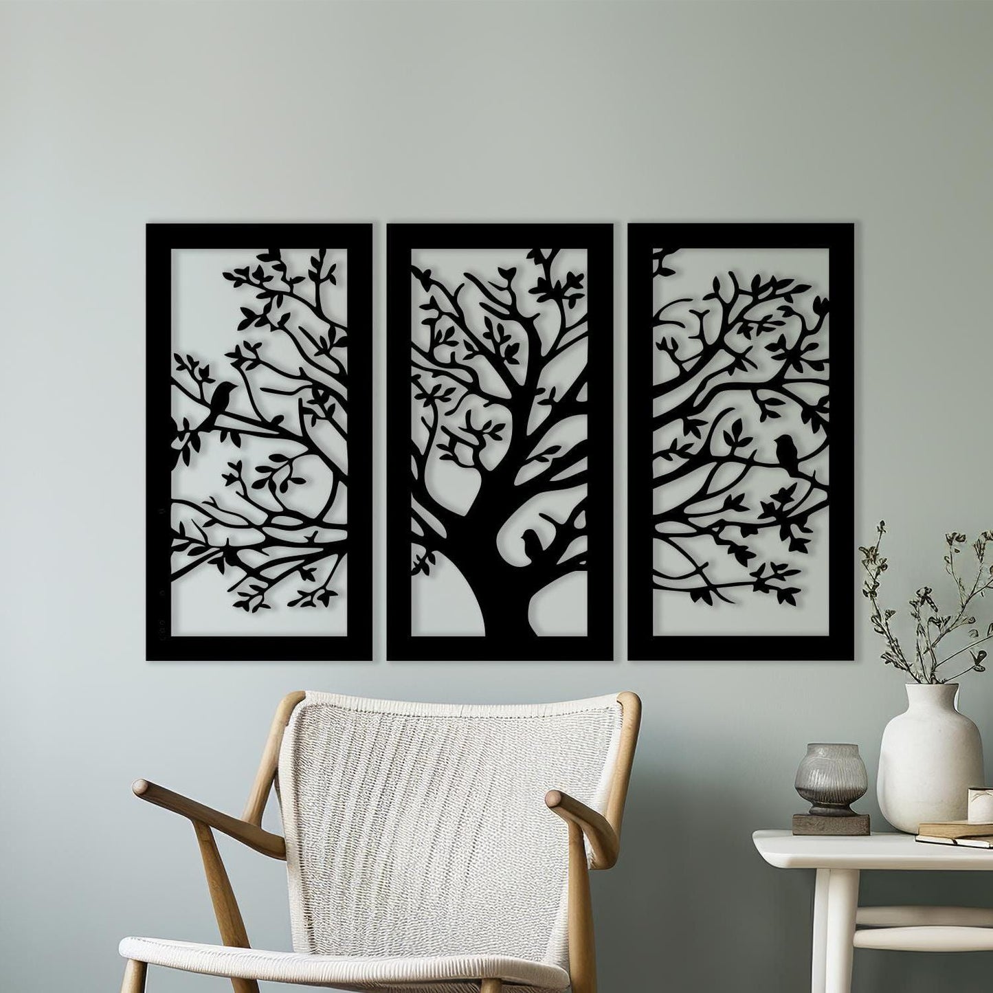 Tree of Life Metal Wall Art 3 Panel Set, Modern Gift for Living Room | Wallsignature