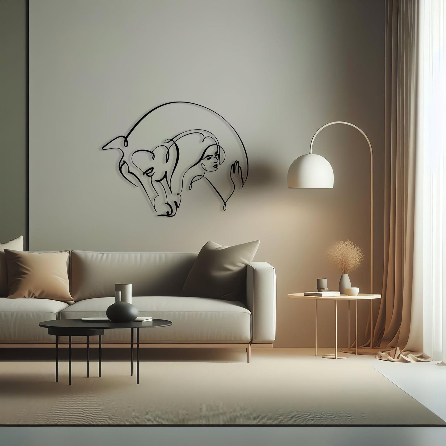 Modern Metal Wall Art in a modern hallway