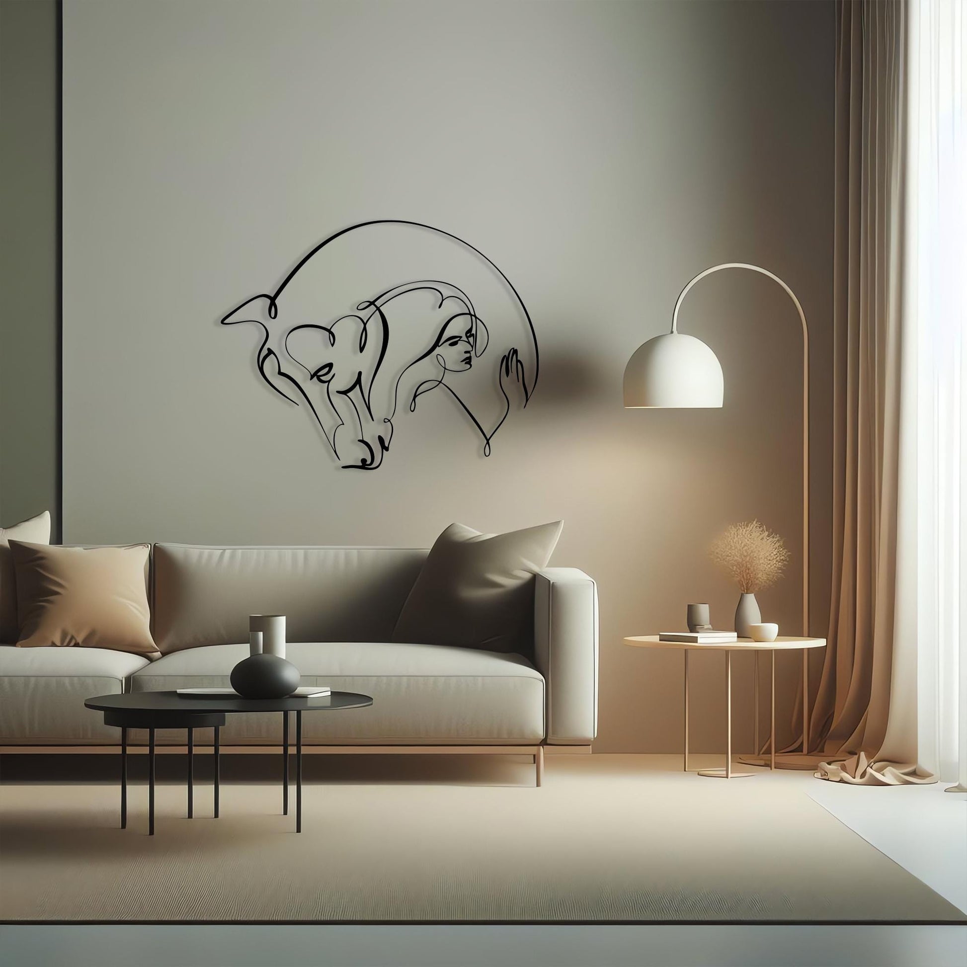 Modern Metal Wall Art in a modern hallway