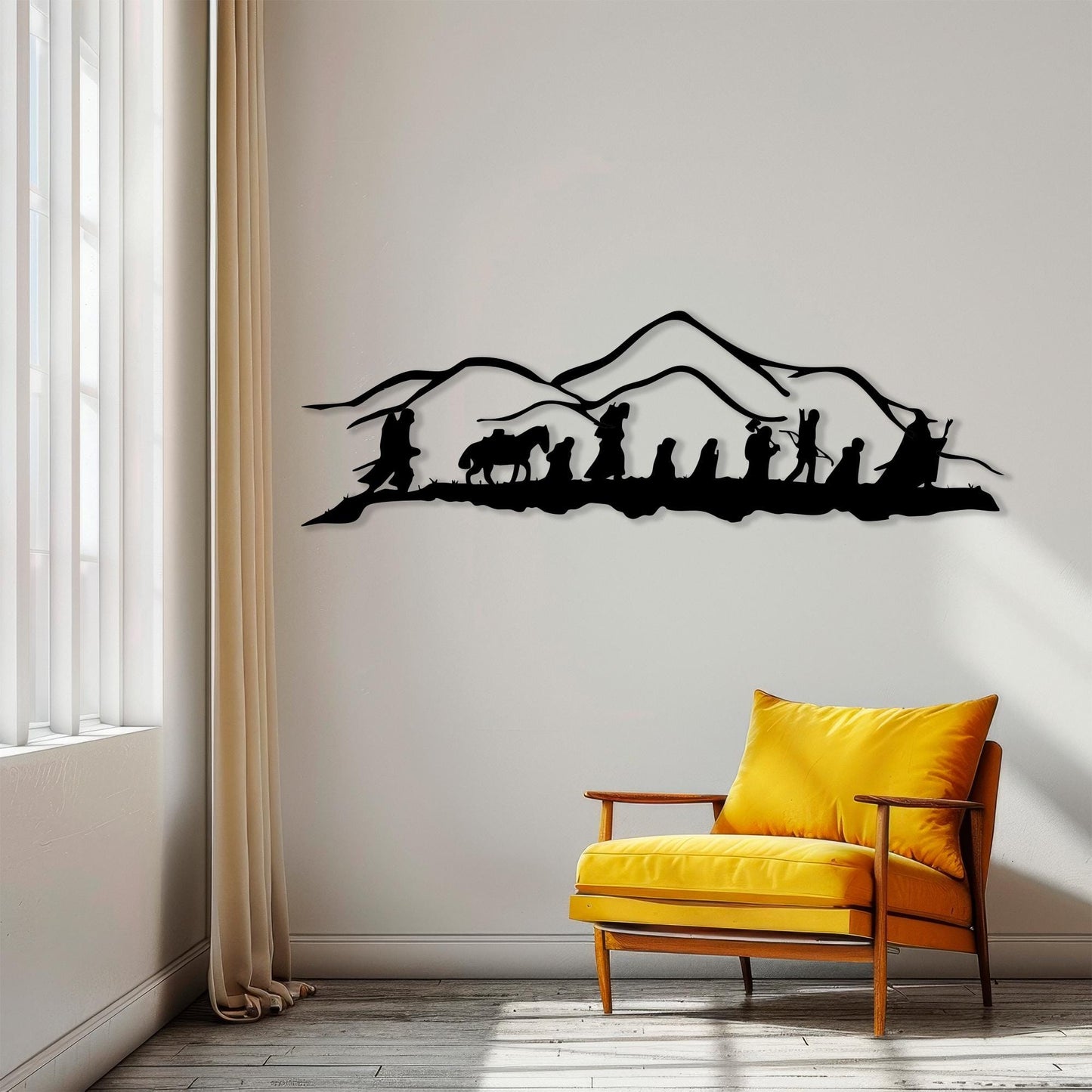 Fellowship of the Journey Metal Wall Art | Fantasy Line Art Silhouette Decor | Wallsignature