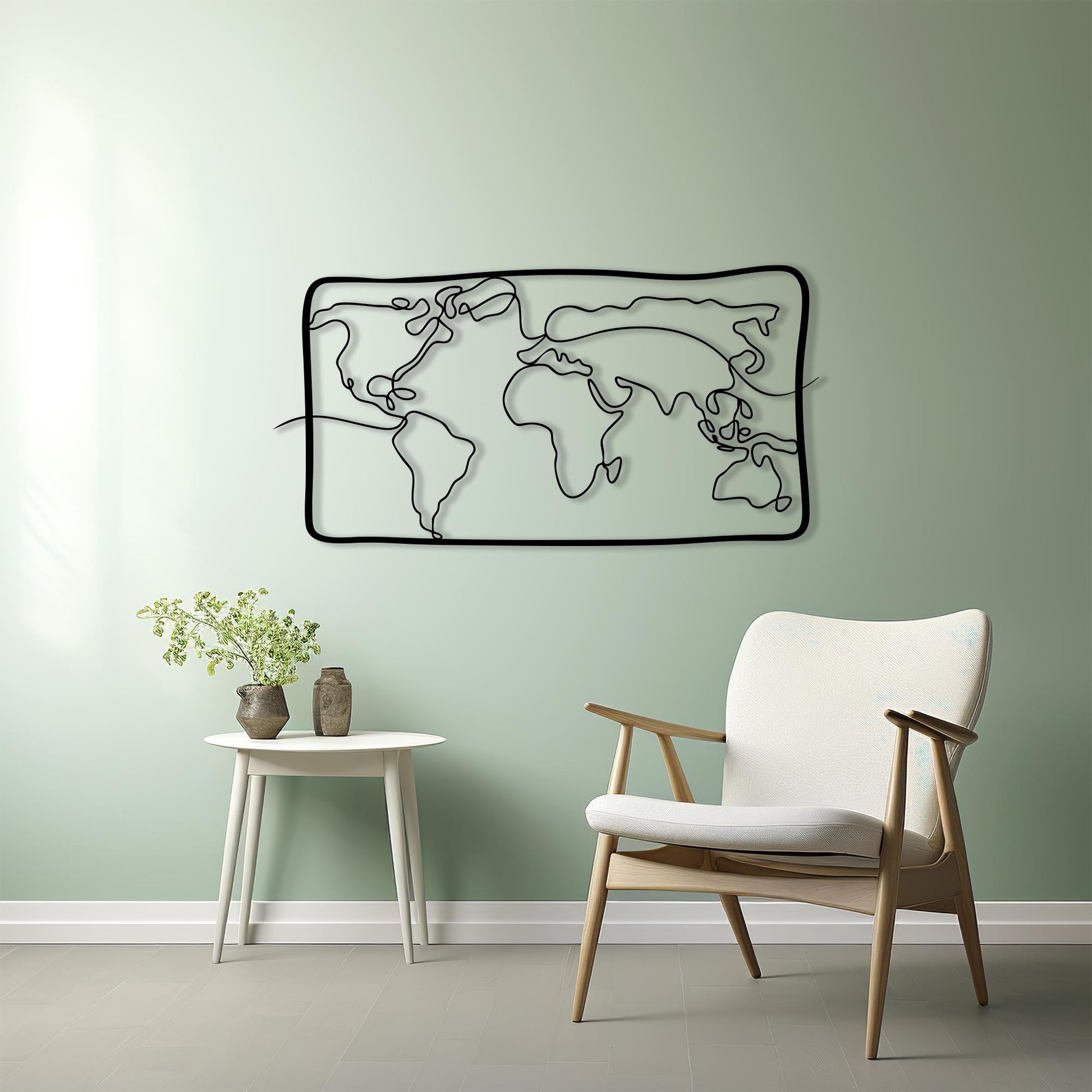 Modern Metal World Map Wall Art, Minimalist Travel Decor | Wallsignature