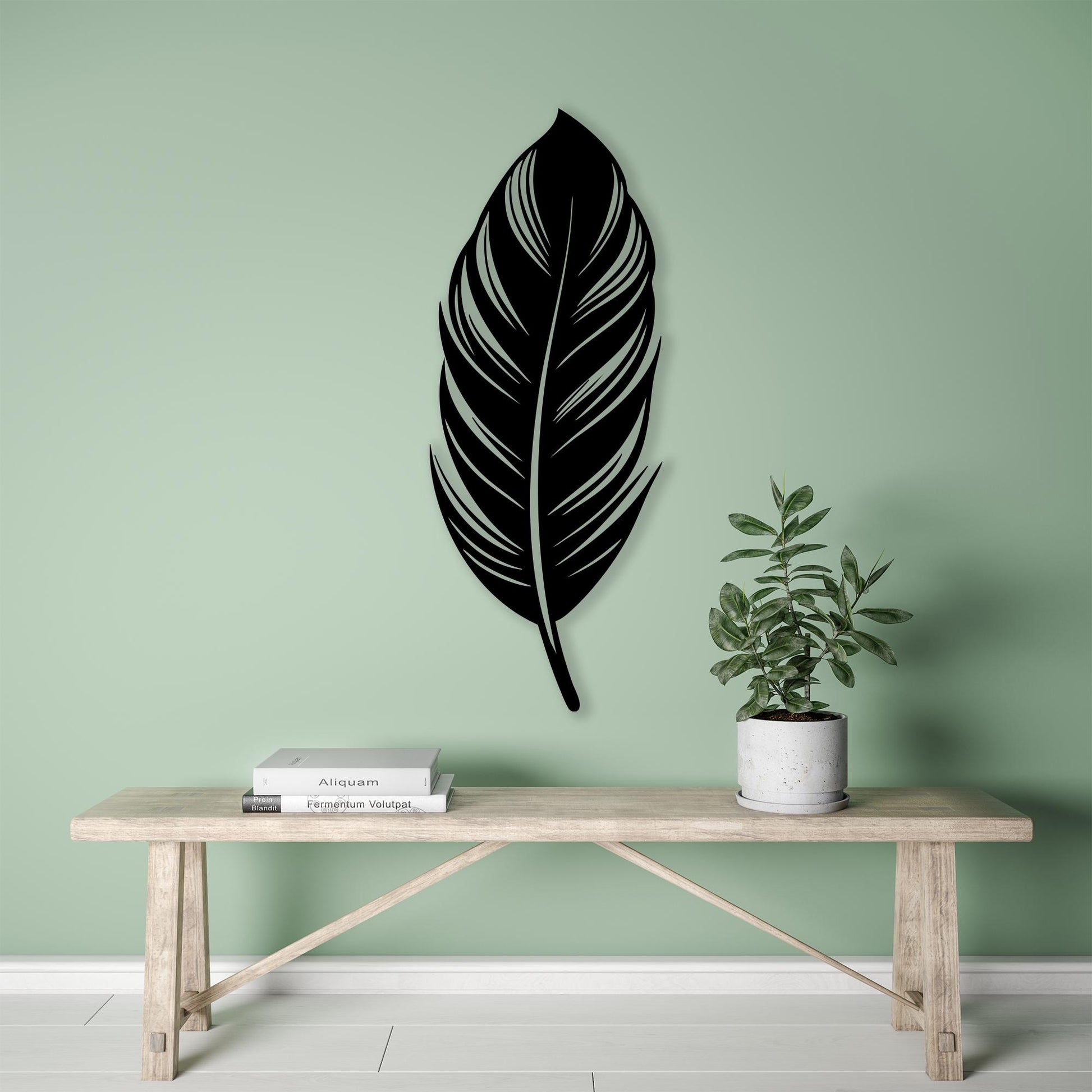 Large Metal Feather Wall Art, Boho Home Decor, Minimalist Quill Sign, Industrial Farmhouse Piece | Wallsignature