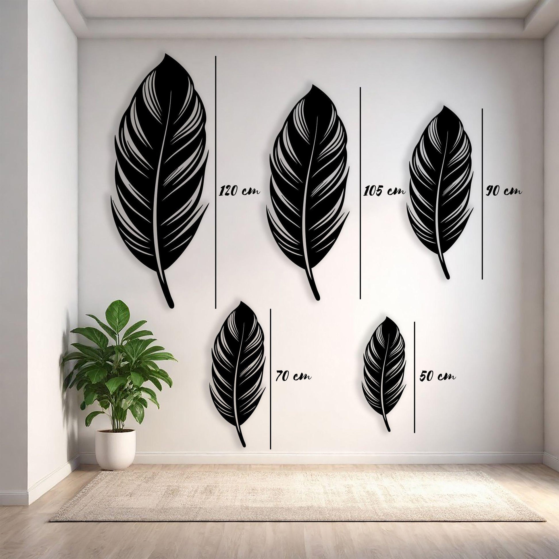 Large Metal Feather Wall Art, Boho Home Decor, Minimalist Quill Sign, Industrial Farmhouse Piece | Wallsignature
